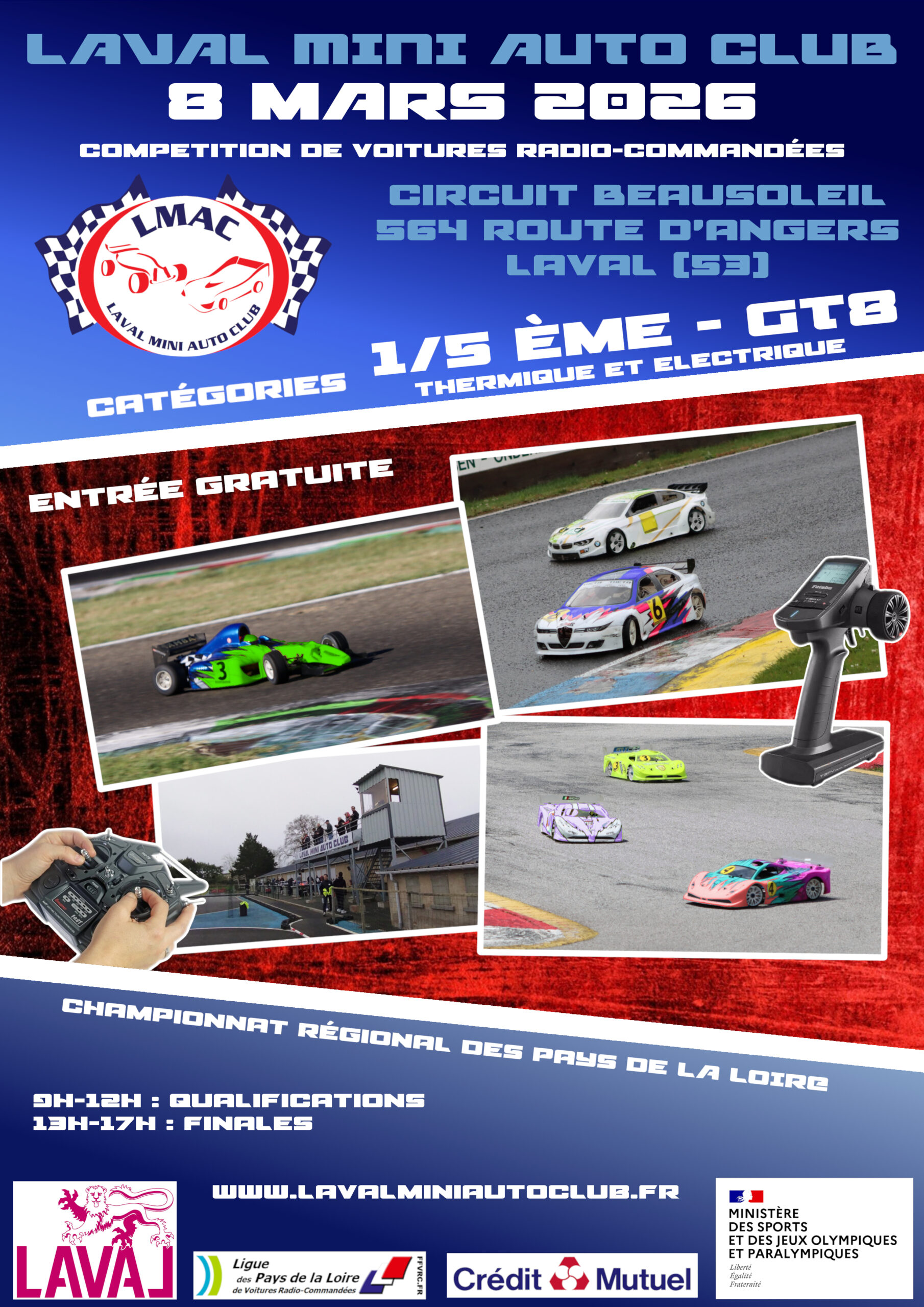 Compétition Piste 1/5eme – GT8 dimanche 8 mars 2026