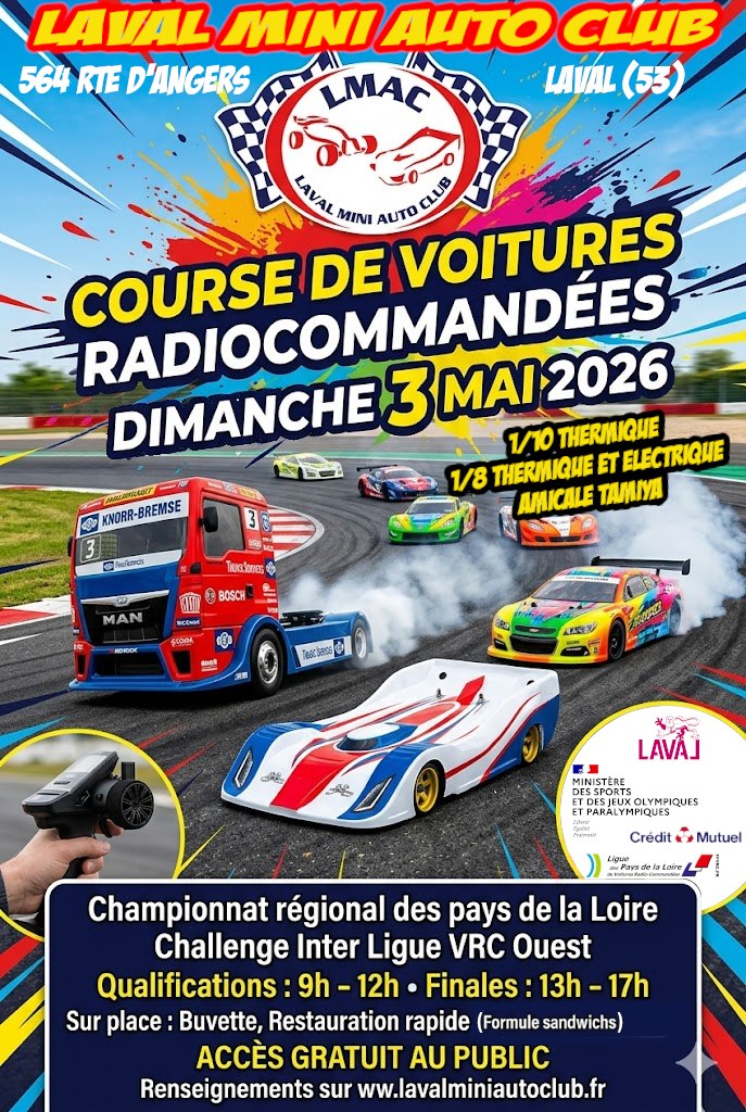 Dimanche 3 mai 2026 – Course régionale Piste 1/10 et 1/8